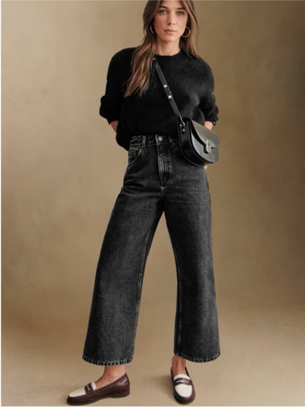 Sezane Washed Black Wide-Leg Jeans